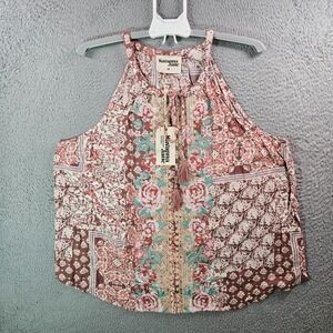 NEW Savanna Jane‎ Sleeveless Tank Top Women 2X Rose Floral Embroidered Boho NEW